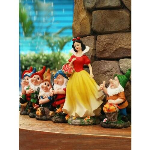 Pastoral Snow White Seven Dwarfs Resin Sculpture Kindergarten Figurines Crafts Courtyard Garden Landscape Furnishing Decoration