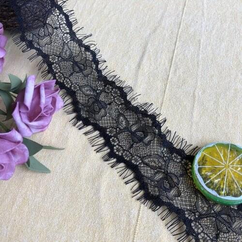 Embroidered Lace Eyelash for DIY X1095 Crafts and Clothing Decoration Sewing Dress Ribbon 7cm Wide Black 3 M /Batch Elastic 1m