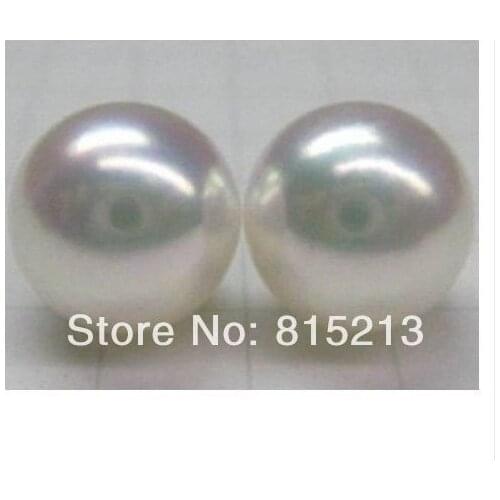Wb00396 THE REAL NATURAL 12-13MM PERFECT ROUND SOUTH SEA WHITE LOOSE PEARL earrings 14 K