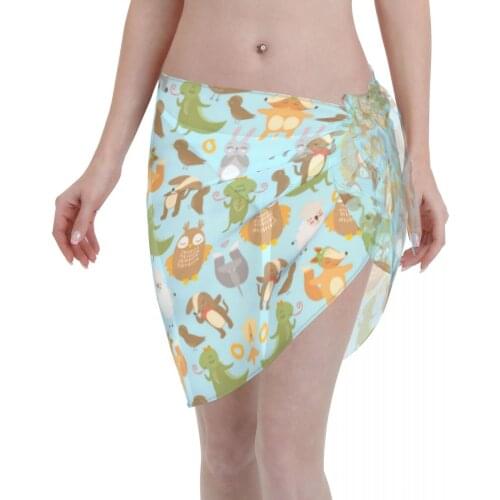 Women Beach Bikini Cover Up Cute Birds Animals Wrap Skirt Sarong Scarf Beachwear Bathing Suit Beachwear Swimsuits