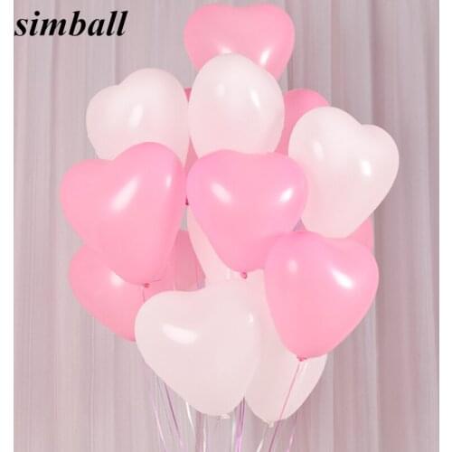 20pcs/lot 2.2g Romantic Lovely Red Heart Shaped Pearl Latex Balloons Wedding Birthday Party Decor Valentines Day Inflatable Ball