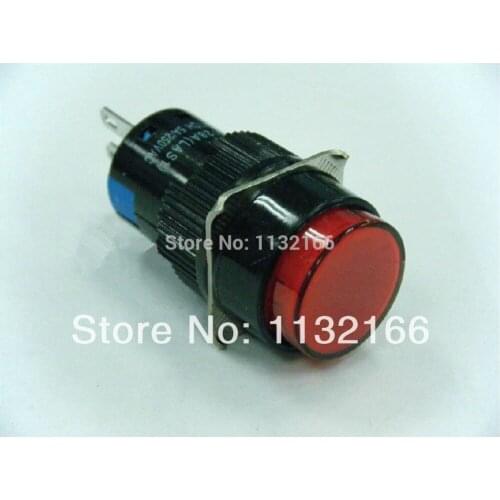 3 Pins Color Red 1NO 1NC Contact 16mm Hole Maintained Push Button Switch 250VAC 3A Color