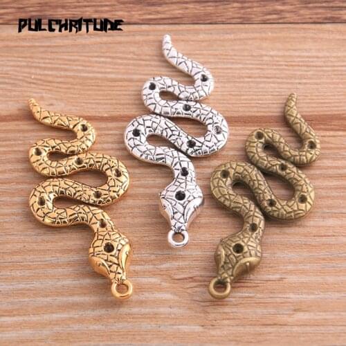 3PCS 22*49mm Metal Alloy 2020 New Three Color Snake Charms Animal Pendants For Jewelry Making DIY Handmade Craft