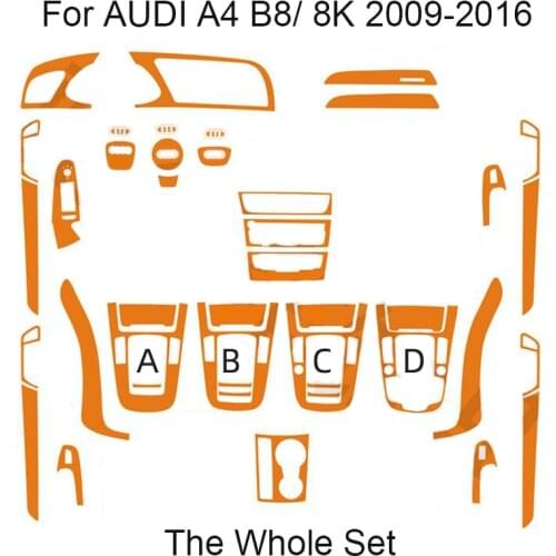 3D 4D 5D Carbon Fiber Vinyl Decal Stickers Car Interior Decoration/ Upgrade/Protection For AUDI A4 B8/ 8k 2009-2016 Car Styling