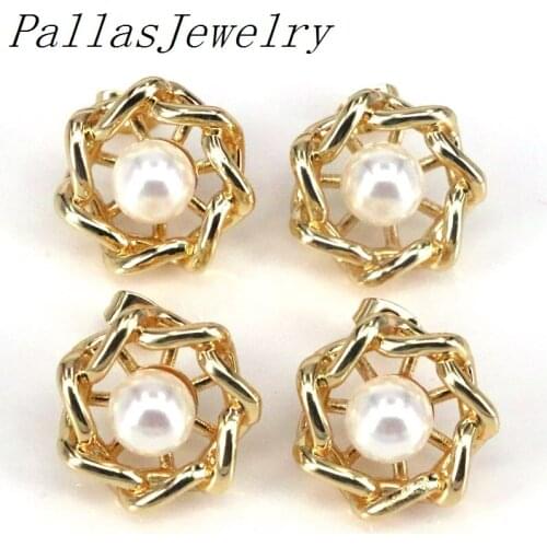 5Pairs, New Arrive Fashion Imitation Pearl Stud Earrings For Women Gold Flower Vintage Earrings Luxury Jewelry