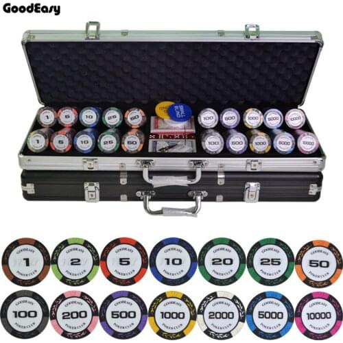 500PCS/SET 14g/pcs Entertainment Poker Chips Sets,Wheat Poker Chips Colorful Clay Chips Texas Hold'em Chips Sets Metal Box