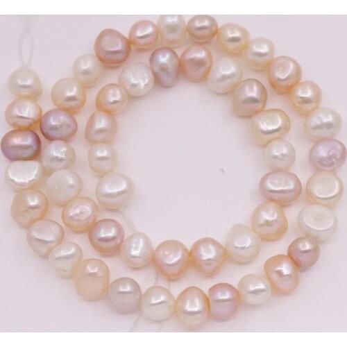 8mm-9mm Baroque Natural Loose Pearl Strand White Pink Lilac Crafts 15"