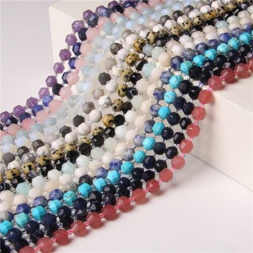 15.5" 6/8 MM Natural Faceted Opalite Grade A Sodalite Tiger Eye Stone Beads Spacer Strand Beads For DIY Making Jewelry Accessory