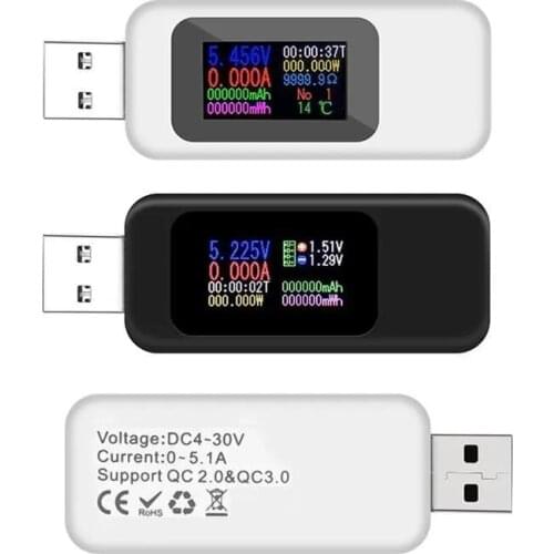 Digital 10 in 1 Colorful LCD Display USB Tester Voltage Current Tester USB Charger Tester Power Meter Timing Ammeter Digit