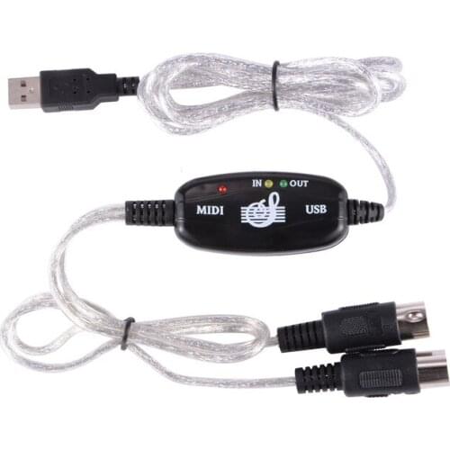 DHL Shipping USB IN-OUT MIDI Interface Cable Converter to PC Music Keyboard Adapter Cord 50pcs/lot