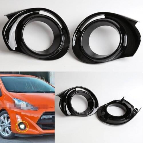 JanDeNing 2pcs Car Front Fog Light lamp Bezel Covers Refit For Toyota AQUA/ PRIUS C 2015-On