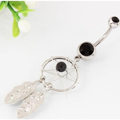Belly button ring black Dream catcher Navel bar double Gems fashion body piercing jewelry 316L surgical steel Nickel-free TAIERS