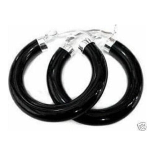 BEAUTIFUL BLACK JADE DANGLE EARRING