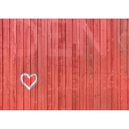 Red Wooden Plank Heart Photographic Backgrounds Vinyl Cloth Backdrops for Children Baby Portrait Pet Toy Photobooth Fond Photo
