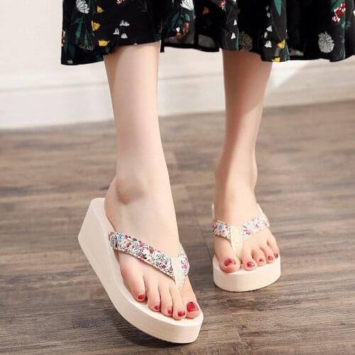 Summer Women Fashion Flip Flop Shoes Solid color Thick Bottom Non-slip Sandals Slipper Platform Shoes chaussure femme TUX26
