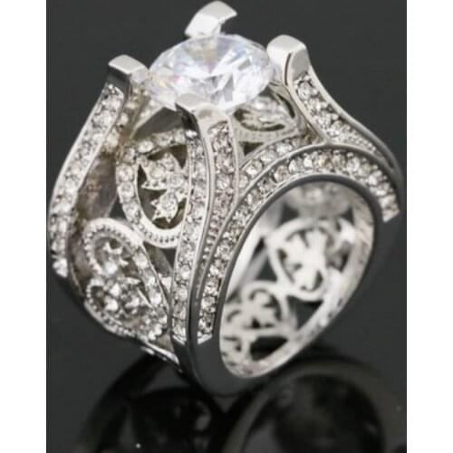 Fashion Women Jewelry White Zircon Bridal Rings for Wedding Engagement Party Set Gifts Size 6 7 8 9 10