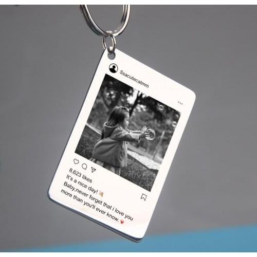 Stainless Steel Custom photo keychain all are customized custom fashion blessing keychain With BOX friend daughter sister gift