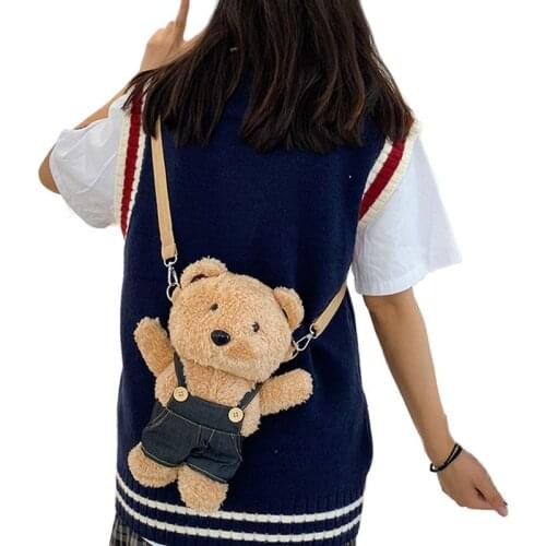 Wholesale 6pcs/lot Cute 28cm Animal Bear with Clothes Stuffed Plush Toys Cartoon Children Plush Backpack Gifts for Girls Boys