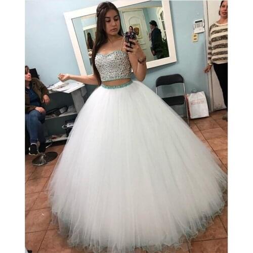 ANGELSBRIDEP Spaghetti Straps Quinceanera Dresses For 15 Party Formal Sweetheart Crystal Floor-Length Ball Gowns Birthday Gowns
