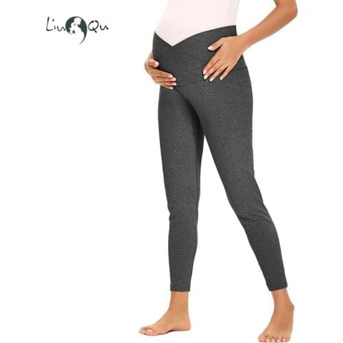 High Waist Tummy Control Casual Pants Maternity Pants Leggings Over the Belly Maternity Workout Leggings With Pockets for Women