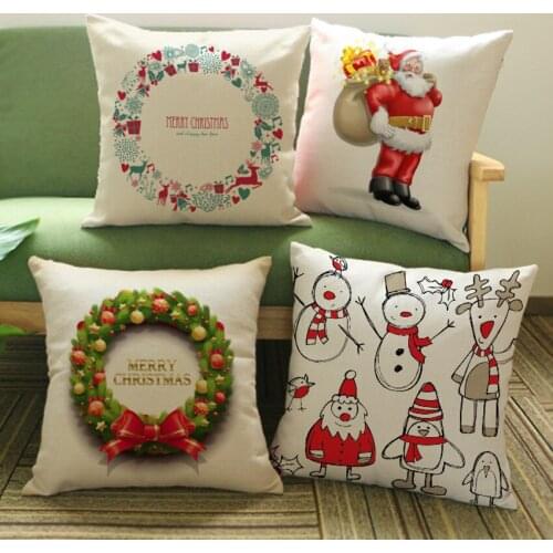 Christmas Cushion Christmas Santa Claus Elk snowman Square Throw Pillow linen pillowcase christmas decorations for home Gifts