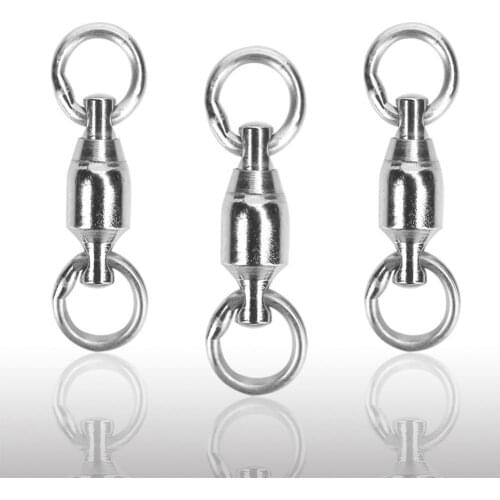 40pcs Stainless Steel Fishing Swivel Snap Connectors Fishing Rolling Swivel Bearing Solid Rings Fishing Accessories