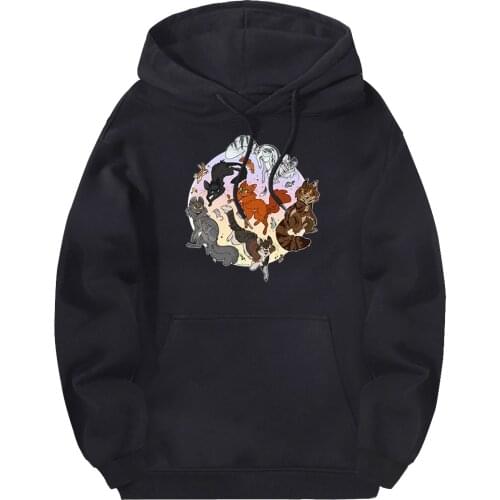 So Many Cats Fleece Sweatshirt Man Hooded Streetwear Fall Tracksuits Fashion Clothes Full Sleeve Hoodies White Moletom Masculino