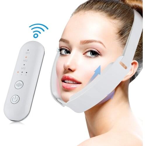 V Face Lifting Belt LED Photon Light Therapy Chin V Line Up EMS Face Massager Vibration Slimming Skin Tighten Anti Aging Device