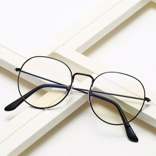 Unisex Ultralight Metal Glasses Women Men Round Frame Eyeglasses Eye Protection Decorative Glasses Computer Goggles Eyewear