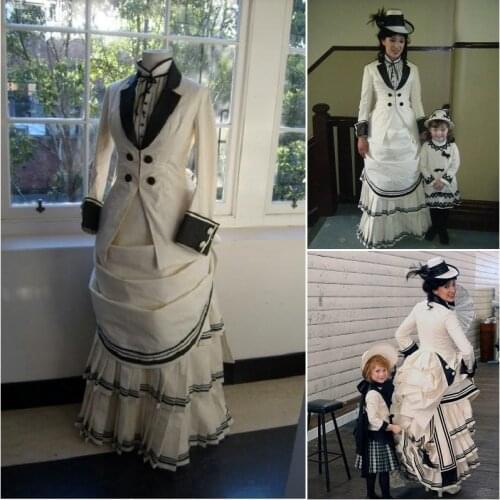 Historical Civil War Southern Belle Gown evening Dress/Victorian ladys Edwardian Dress Suit Coat+Skirt bustle gown dress custom