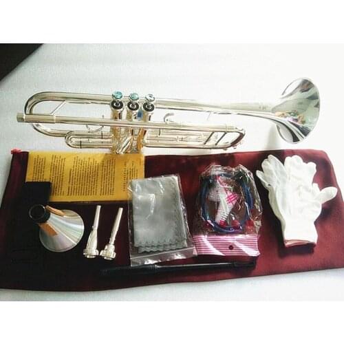 High Quality Brass Silver Plated Bb Trumpet New Arrival Musical Instrument Pearl Button With Mouthpiece And Case