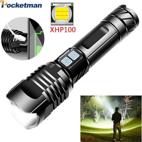 XHP100 LED Flashlight Tactical Flashlights USB Rechargeable Torch USB Rechargeable Torch XHP50 LED Flashlight Waterproof Torch