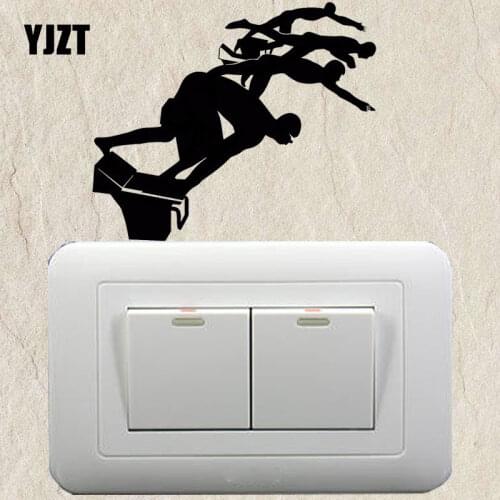 YJZT Water Sports Swimmer Swim Pool Vinyl Switch Sticker Home Room Wall Decals Black 8SS-2466