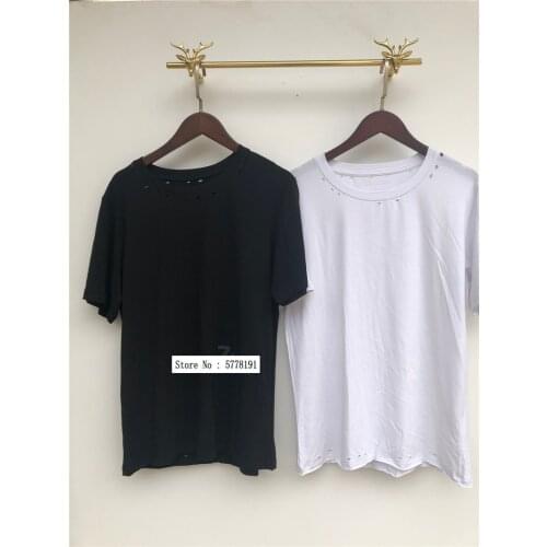 2021SS New white black tops tee hole Woman Basic T-shirt Round Neck 3D Letters Print Tshirts