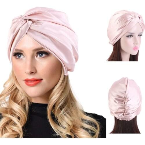 Women Soft Silky Head Wrap Hijab Cap Stretchy Twist Turban Hat Ladies Muslim Hats Bonnet Beanie Breathable Hair Accessories