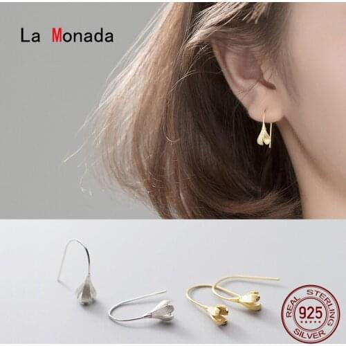 La Monada Flower Brushed Minimalist Woman Hoop Earrings Silver 925 Fine In Jewelry 925 Sterling Silver Earrings For Women Hoops
