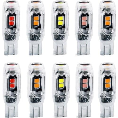 10pcs High Bright T10 W5W Car Led Lamps 194 168 501 For Auto Clearance Bulbs Interior Door Lights White Red Blue Green 12v Diode