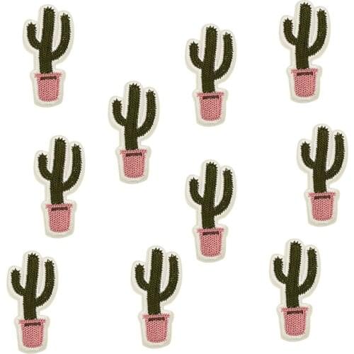 10 pcs Cactus patches badges for clothing iron embroidered patch applique iron sew on patches sewing accessories for DIY clothes
