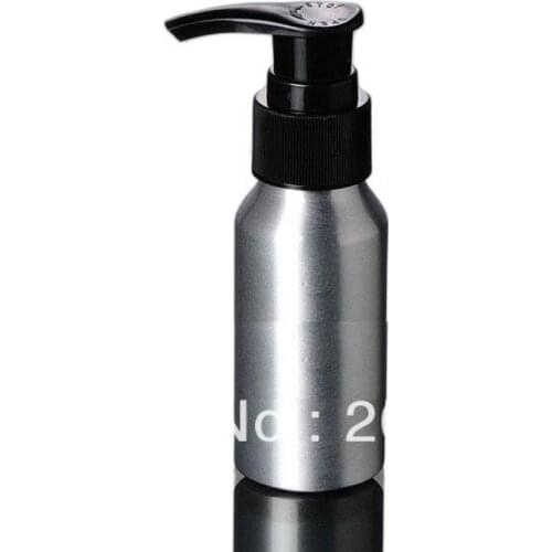 100pcs 50ml Aluminium bottle pump bottle with black press pump