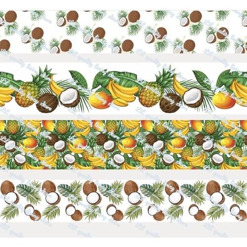 16-75MM Cartoon Coconut Printed Grosgrain Ribbon 50 Yards/Roll Tape Clothing Bakery Gift Wrapping Accessory Hairbow Head