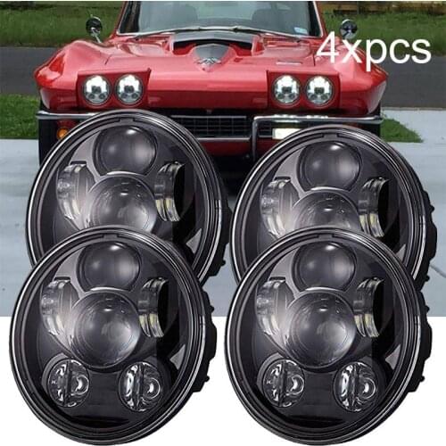 2/4pcs Car Motorcycle 5 3/4" 5.75 inch Projector LED Headlights Sealed Beam Halo Ring Lamp Bulbs