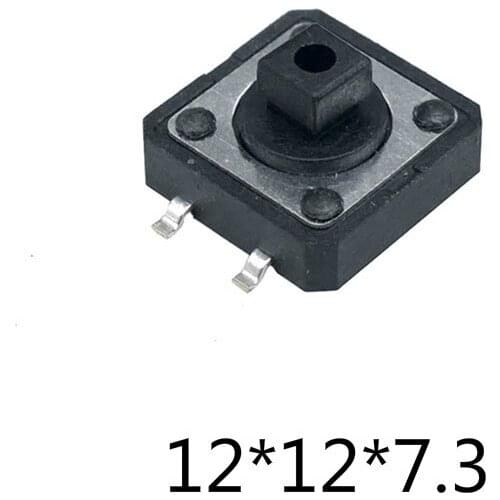 30pcs/lots 12*12*7.3mm SMT Push Button Switch Square Head Switch 4 Foot Tactile Tact Switch Direct Patch Self-Reset Interruptor