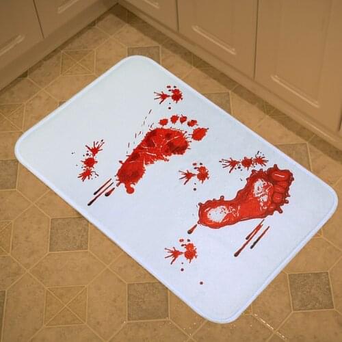 40x60cm/50x80cm Halloween Bloody Footprint Bath Mat Anti-Slip Halloween Party House Foot Pad Bathroom Scare Mat Decor Supplies