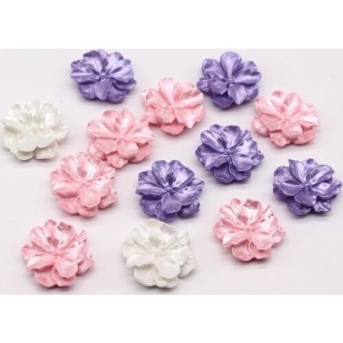 10pcs 26mm White/pink/purple Flower Flatback Resin Cabochon Bead Diy Crafts Brooch Patch Earring Base Findings For Jewelry Make