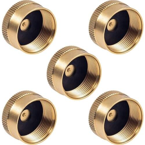 5 Pieces Solid Brass Refill Cap 1 LB Propane Bottle Cap Gas Tank Cylinder Sealed Cap Protect Cap for Outdoor Stove