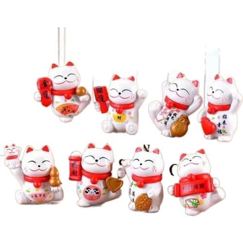8 pcs Creative Cartoon Cat Statue Figurine Micro Landscape Home Decor Art Crafts Desktop Decoration Ornament Birthday Gift