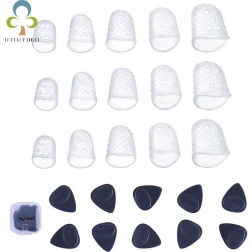 25Pcs/Set Guitar Accessories 10Pcs Black Guitar Picks + 15Pcs Silicone Finger Guards Guitar Fingertip Protectors GYH