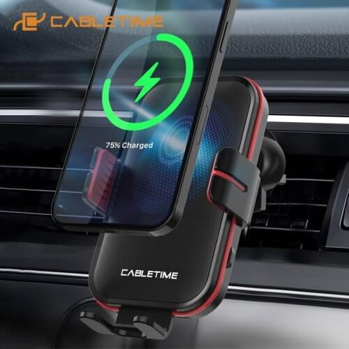 CABLETIME 15W Car Phone Holder Wireless Charger for Air Vent Mount Car Wireless Fast Charger for iPhone Xiaomi C392