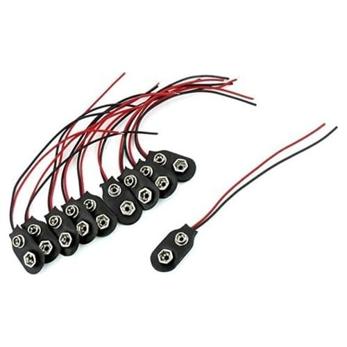 Free shipping Black Faux Leather Housing I Type Wired 9V Battery Clip Connector 6F22