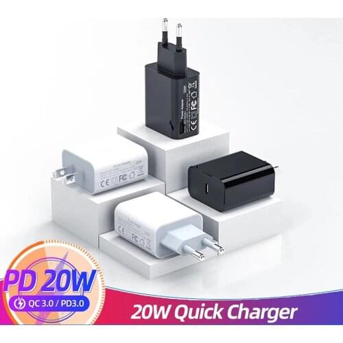 US/EU/UK Quick Charge 3.0 QC PD Charger 20W QC4.0 QC3.0 USB Type C Fast Charger For IPhone 12 Pro Max Mini Xiaomi Phone Charger